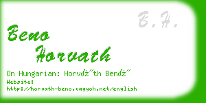 beno horvath business card